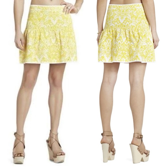 BCBGMaxazria Sunflower Jensen Puckered-Jackquard Peplum Skirt Size Small - Picture 1 of 10